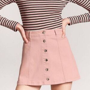 WITH TAGS Pink Button Up Denim Mini Skirt
